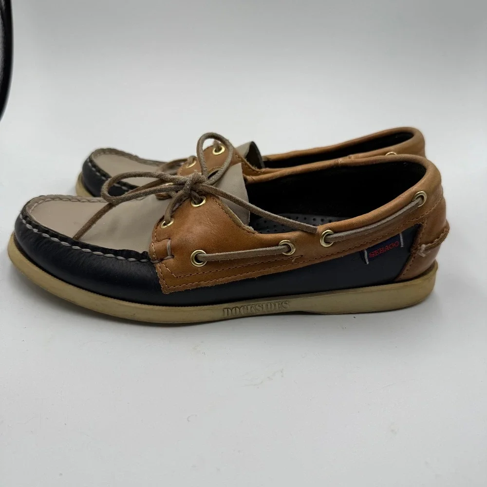Sebago Docksides‎ Mens Leather Boat Shoes Classic Nautical Brown Black Sz 7.5W
